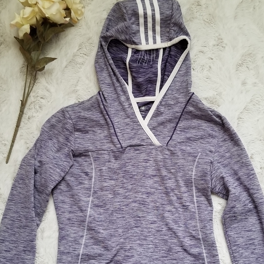 Adidas Climawarm Heathered Lavendar Purple White Hoodie Size XS‎